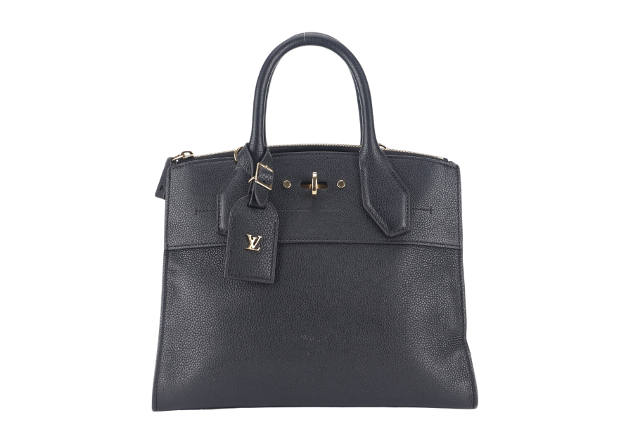 LOUIS VUITTON TAURILLON CITY STEAMER PM BLACK GOLD HARDWARE WITH STRAPS NO DUST COVER Handbag