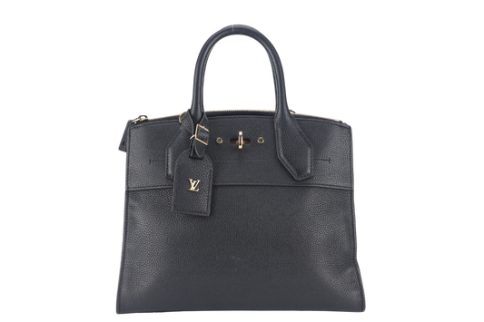 LOUIS VUITTON TAURILLON CITY STEAMER PM BLACK GOLD HARDWARE WITH STRAPS NO DUST COVER Handbag