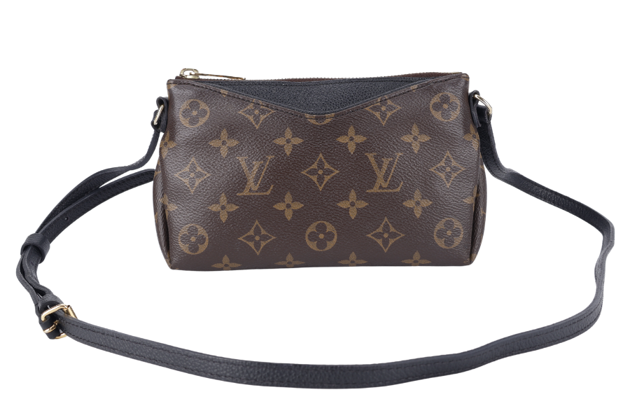 LOUIS VUITTON PALLAS CLUTCH BB ( ) MONOGRAM CANVAS WITH BLACK LEATHER GOLD HARDWARE NO DUST COVER