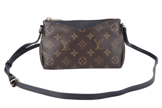 LOUIS VUITTON PALLAS CLUTCH BB ( ) MONOGRAM CANVAS WITH BLACK LEATHER GOLD HARDWARE NO DUST COVER