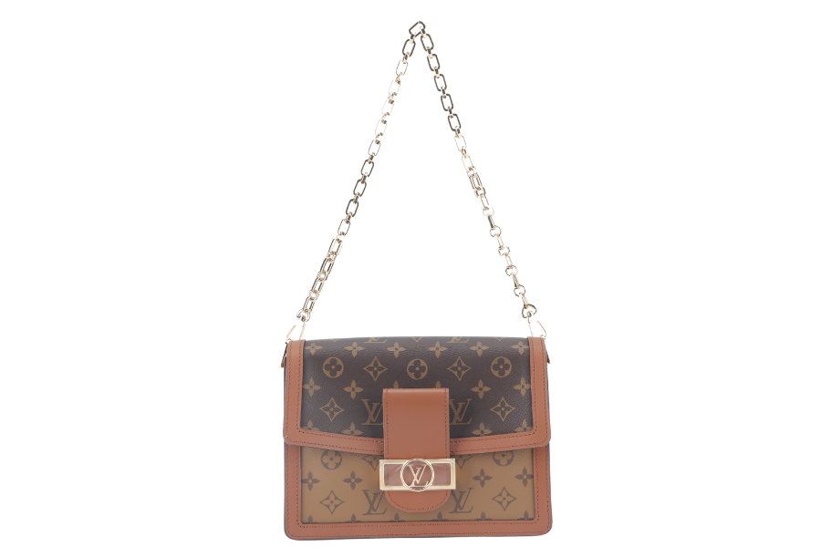 LOUIS VUITTON DAUPHINE MM( ) MONOGRAM REVERSE WITH STRAPS, STRAP, CHAIN, DUST COVER AND BOX Handbag