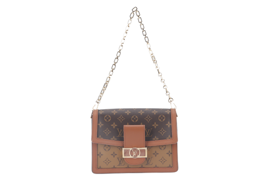 LOUIS VUITTON DAUPHINE MM( ) MONOGRAM REVERSE WITH STRAPS, STRAP, CHAIN, DUST COVER AND BOX Handbag