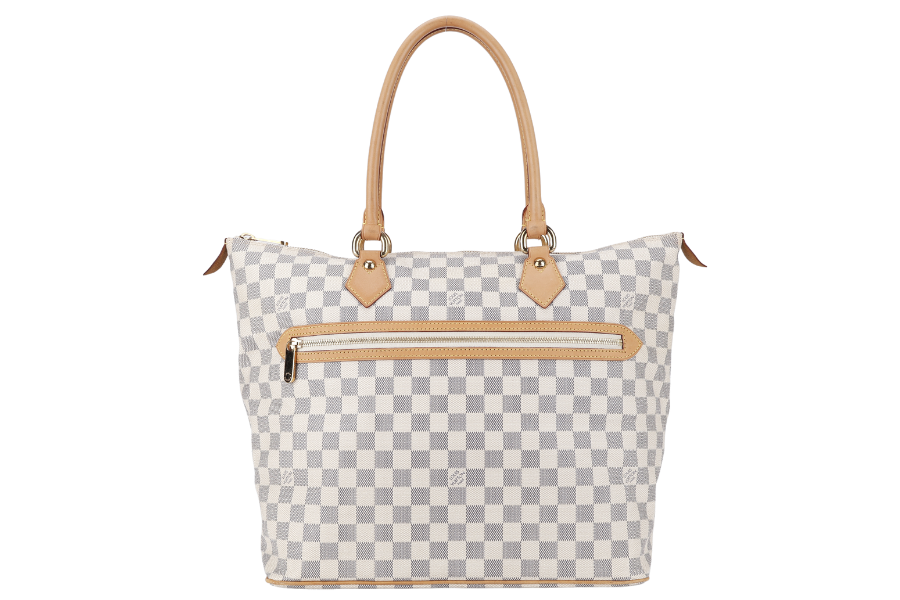 LOUIS VUITTON SALEYA GM DAMIER AZUR SHOULDER BAG CANVAS GOLD HARDWARE NO DUST COVER