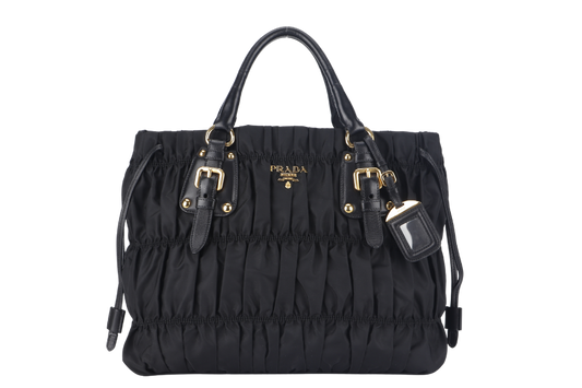 PRADA TESSUTO GAUFRE (BN1788) NYLON NERO WITH STRAP AND DUST COVER