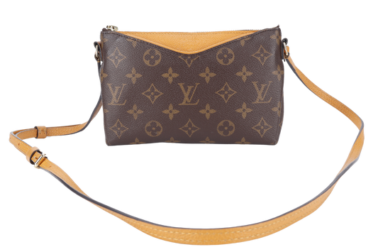 LOUIS VUITTON PALLAS CLUCTH BB MONOGRAM CANVAS WITH YELLOW MUSTARD LEATHER GOLD HARDWARE NO DUST COVER Handbag