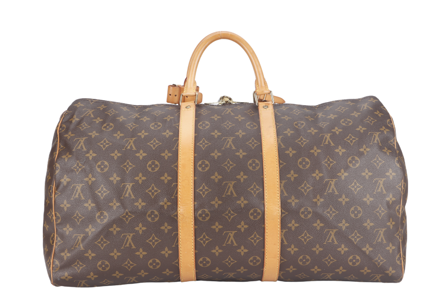 LOUIS VUITTON KEEPALL 55 ( ) BROWN MONOGRAM CANVAS GOLD HARDWARE NO DUST COVER Handbag
