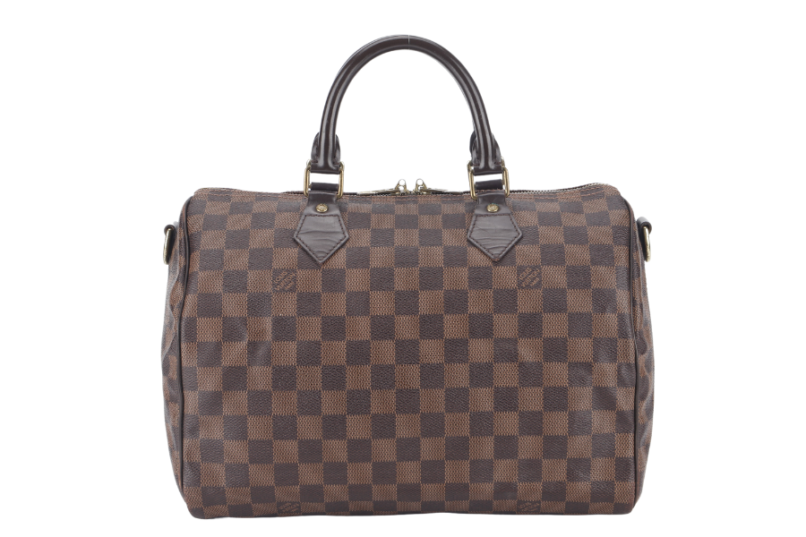 LOUIS VUITTON BANDOULIERE 30 DAMIER EBENE CANVAS GOLD HARDWARE WITH STRAPS AND DUST COVER Handbag