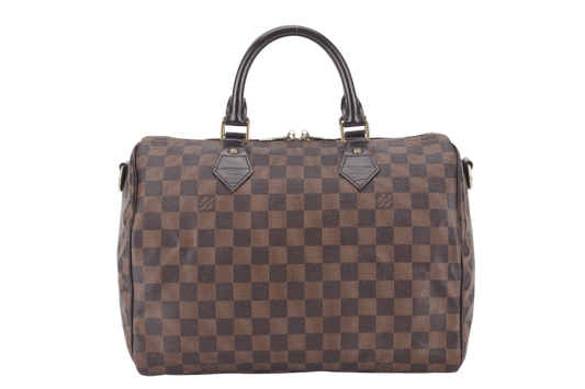 LOUIS VUITTON BANDOULIERE 30 DAMIER EBENE CANVAS GOLD HARDWARE WITH STRAPS AND DUST COVER Handbag