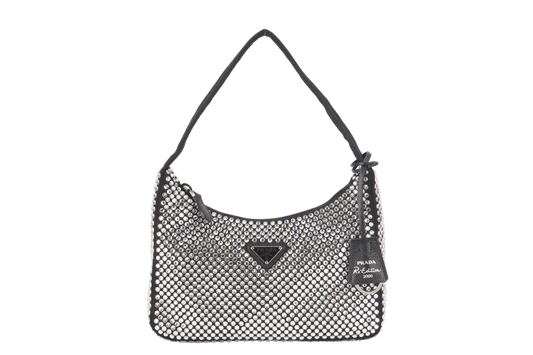 PRADA SATIN MINI BAG WITH CRYSTALS (IBC515) WITH DUST COVER AND BOX
