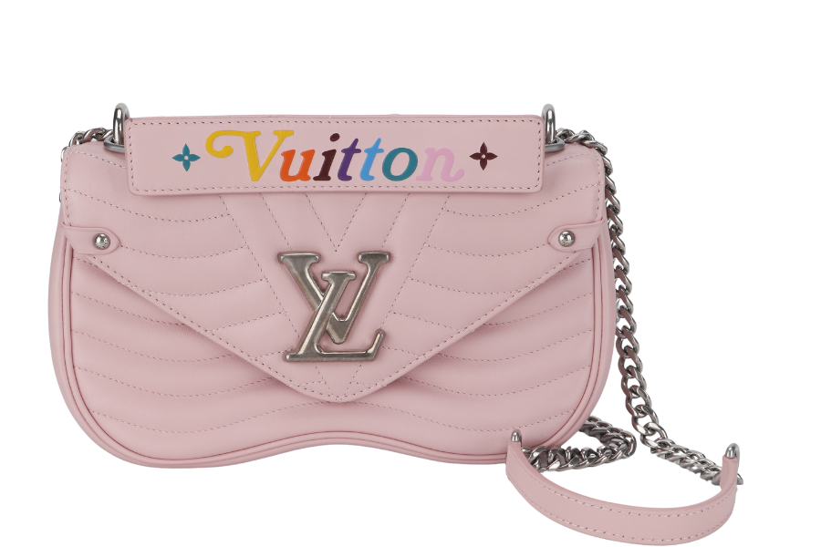 LOUIS VUITTON NEW WAVE CHAIN BAG MM ( ) PINK CALFSKIN SILVER HARDWARE WITH DUST COVER