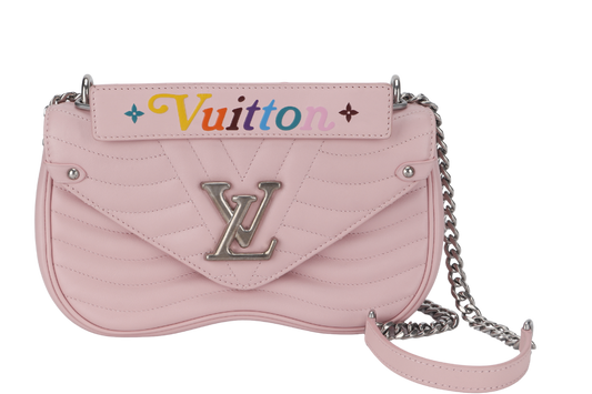 LOUIS VUITTON NEW WAVE CHAIN BAG MM ( ) PINK CALFSKIN SILVER HARDWARE WITH DUST COVER