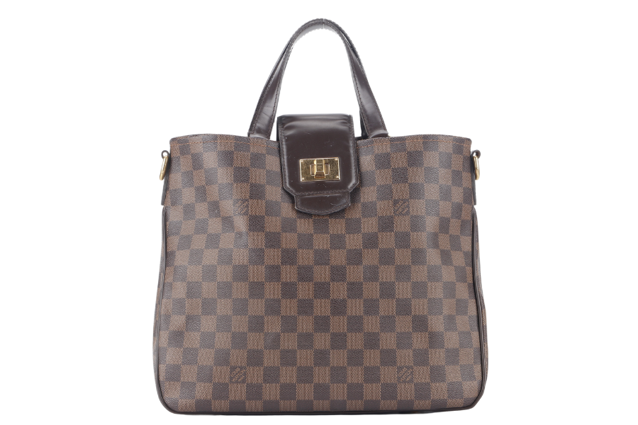 LOUIS VUITTON ROSEBERY CABAS ( ) DAMIER EBENE CANVAS GOLD HARDWARE WITH DUST COVER AND STRAPS Handbag
