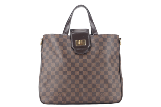 LOUIS VUITTON ROSEBERY CABAS ( ) DAMIER EBENE CANVAS GOLD HARDWARE WITH DUST COVER AND STRAPS Handbag