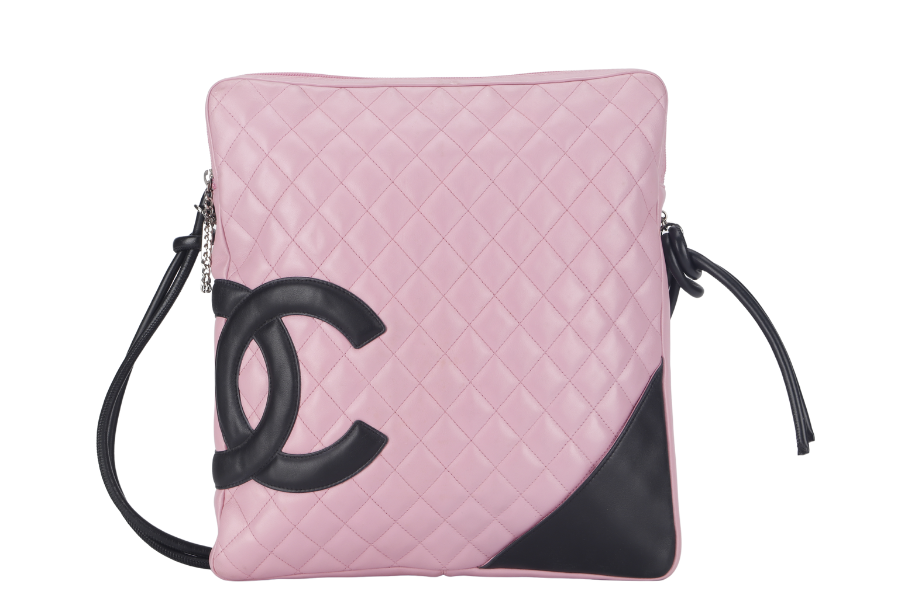 CHANEL CAMBON SHOULDER BAG 910xxxx PINK CALF LEATHER SILVER HARDWARE WITH