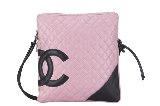 CHANEL CAMBON SHOULDER BAG 910xxxx PINK CALF LEATHER SILVER HARDWARE WITH