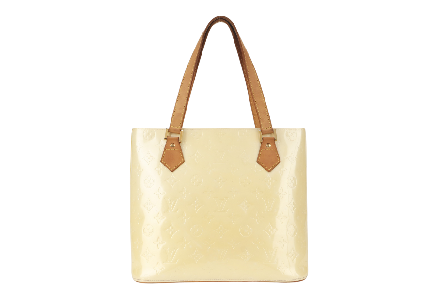 LOUIS VUITTON HOUSTON TOTE BAG ( ) IVORY PERLE VERNIS LEATHER GOLD HARDWARE WITH DUST COVER