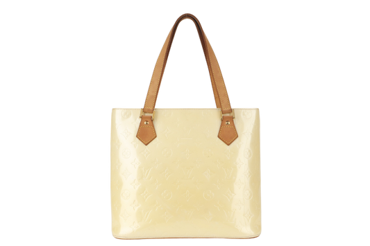 LOUIS VUITTON HOUSTON TOTE BAG ( ) IVORY PERLE VERNIS LEATHER GOLD HARDWARE WITH DUST COVER