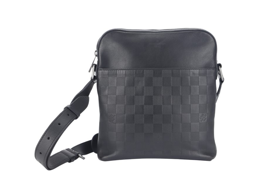 LOUIS VUITTON INFINI DISTRICT ( ) BLACK DAMIER SILVER HARDWARE CROSSBODY WITH DUST COVER