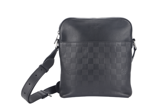 LOUIS VUITTON INFINI DISTRICT ( ) BLACK DAMIER SILVER HARDWARE CROSSBODY WITH DUST COVER