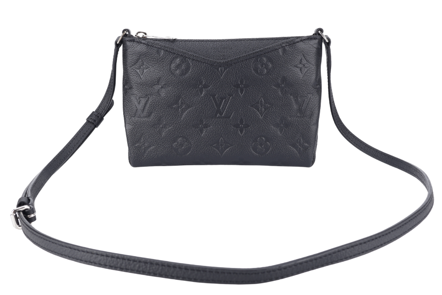 LOUIS VUITTON PALLAS CLUTCH BB ( ) BLACK MONOGRAM EMPREINTE SILVER HARDWARE NO DUST COVER