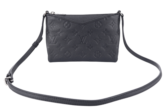 LOUIS VUITTON PALLAS CLUTCH BB ( ) BLACK MONOGRAM EMPREINTE SILVER HARDWARE NO DUST COVER