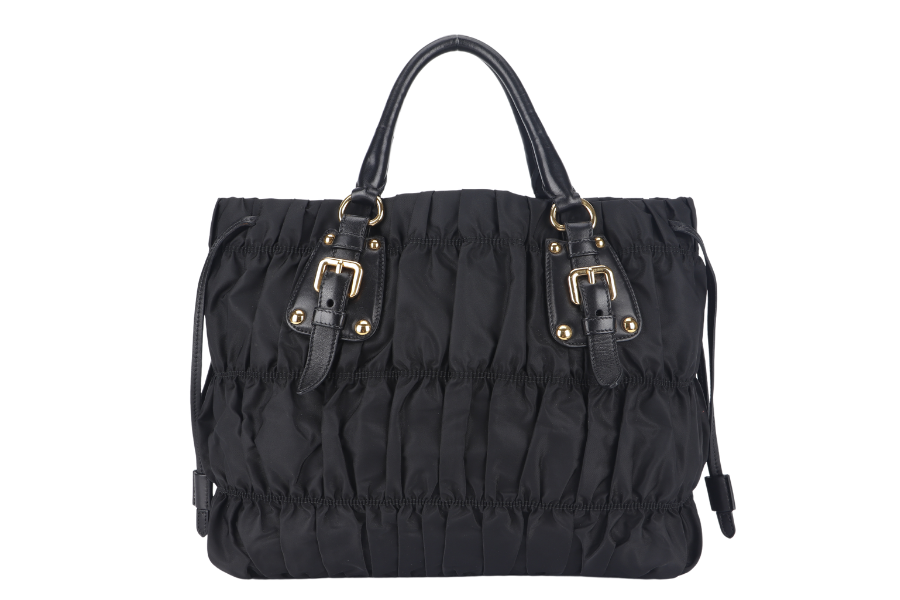 PRADA TESSUTO GAUFRE (BN1788) NYLON NERO WITH STRAP AND DUST COVER