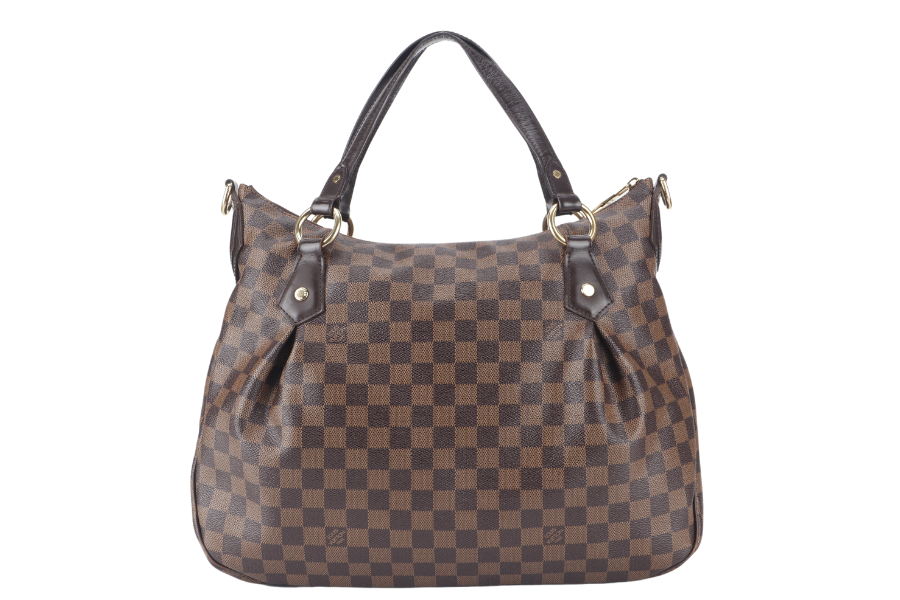 LOUIS VUITTON EVORA DAMIER EBENE CANVAS GOLD HARDWARE WITH STRAPS AND DUST COVER Handbag