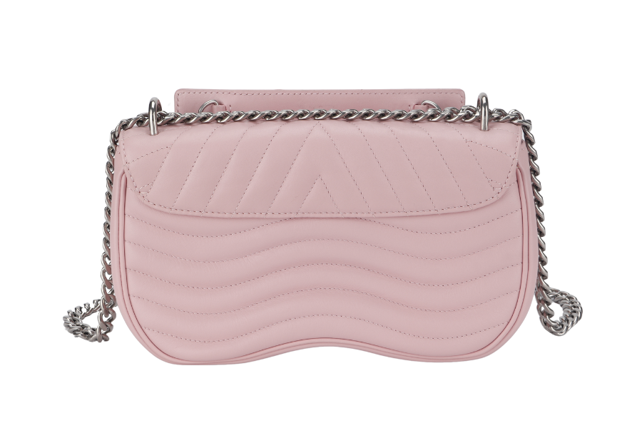 LOUIS VUITTON NEW WAVE CHAIN BAG MM ( ) PINK CALFSKIN SILVER HARDWARE WITH DUST COVER
