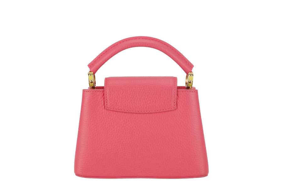 LOUIS VUITTON MINI CAPUCINES ( ) PINK-LIME TAURILLON LEATHER GOLD HARDWARE MICROCHIP WITH STRAP, DUST COVER AND BOX Handbag