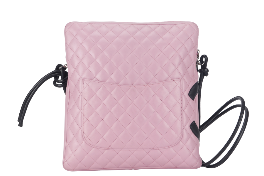 CHANEL CAMBON SHOULDER BAG 910xxxx PINK CALF LEATHER SILVER HARDWARE WITH