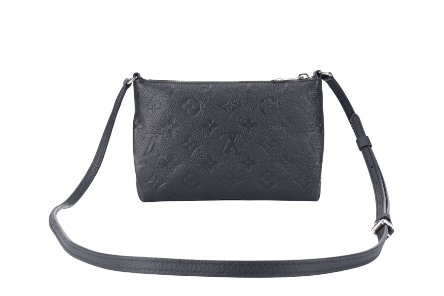 LOUIS VUITTON PALLAS CLUTCH BB ( ) BLACK MONOGRAM EMPREINTE SILVER HARDWARE NO DUST COVER