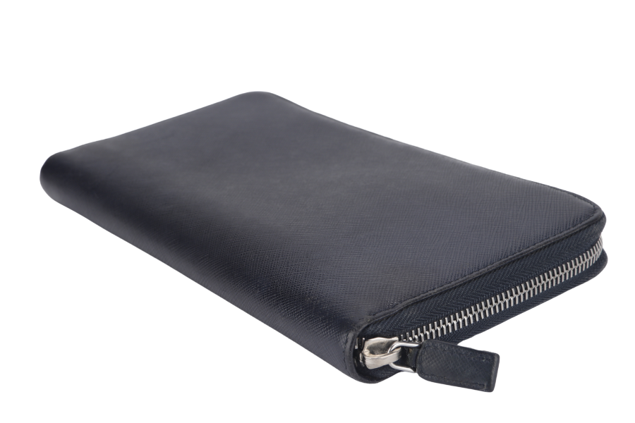 PRADA TAIGA SAFFIANO LEATHER ORGANIZER LONG WALLET (1M1188) SILVER HARDWARE NO DUST COVER