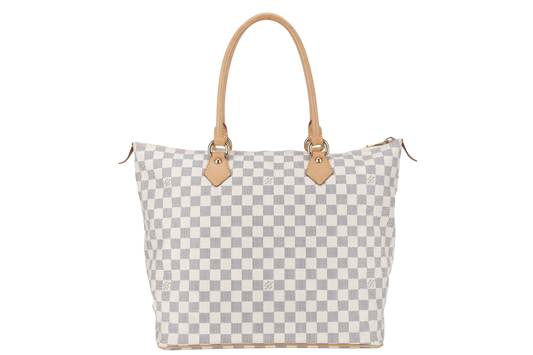 LOUIS VUITTON SALEYA GM DAMIER AZUR SHOULDER BAG CANVAS GOLD HARDWARE NO DUST COVER