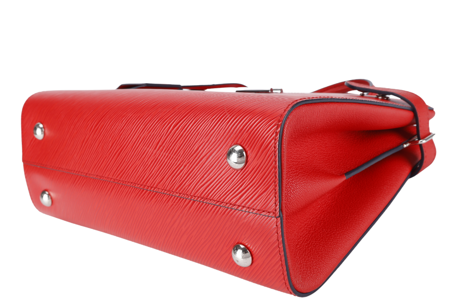 LOUIS VUITTON RED EPI LEATHER TWIST TOTE BAG SILVER HARDWARE WITH DUST COVER AND BOX