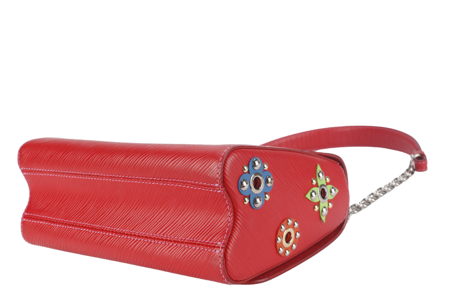 LOUIS VUITTON TWIST LIMITED EDITION MECHANICAL FLOWERS BAG MM RED EPI LEATHER SILVER HARDWARE WITH DUST COVER