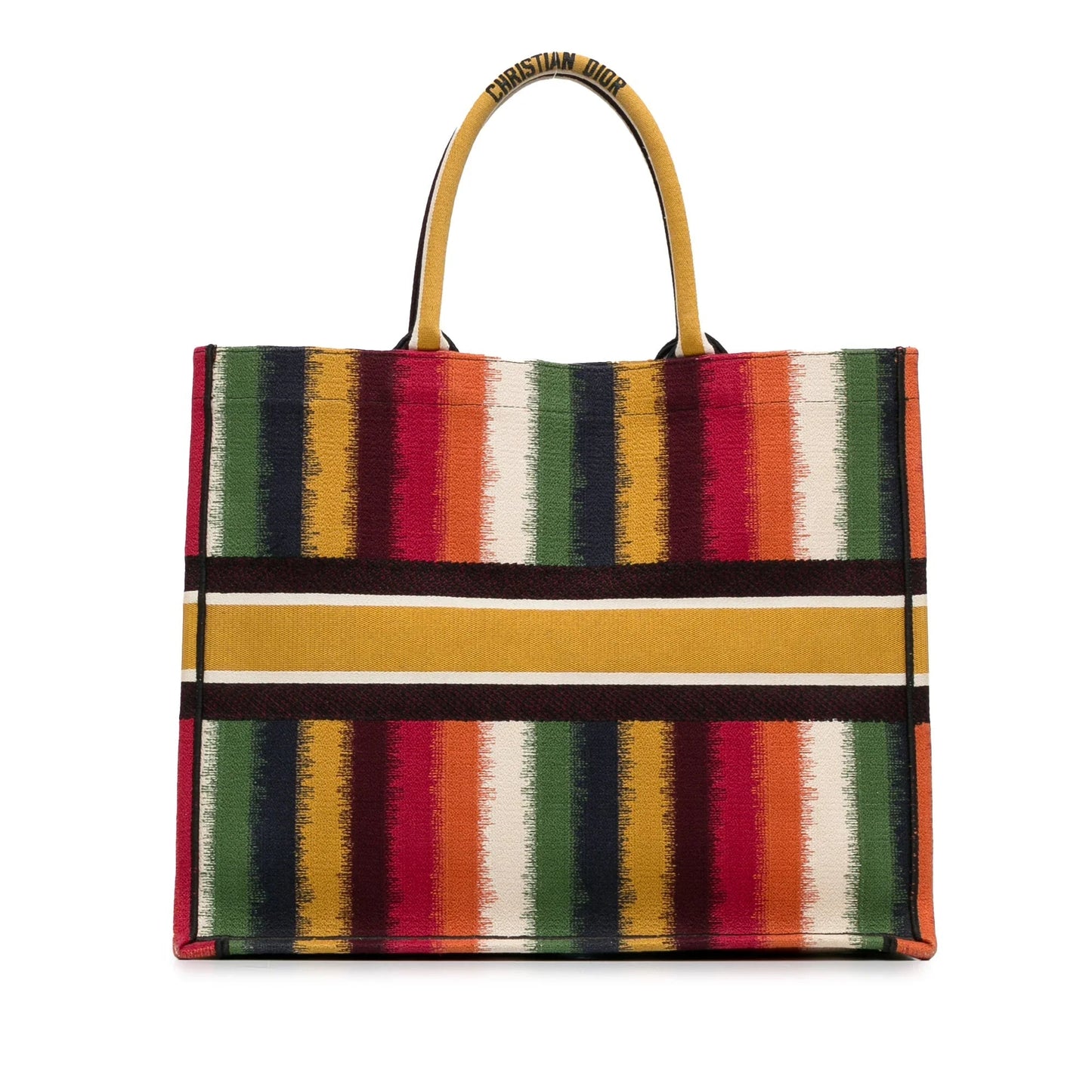 Yellow Dior Large Striped Book Tote