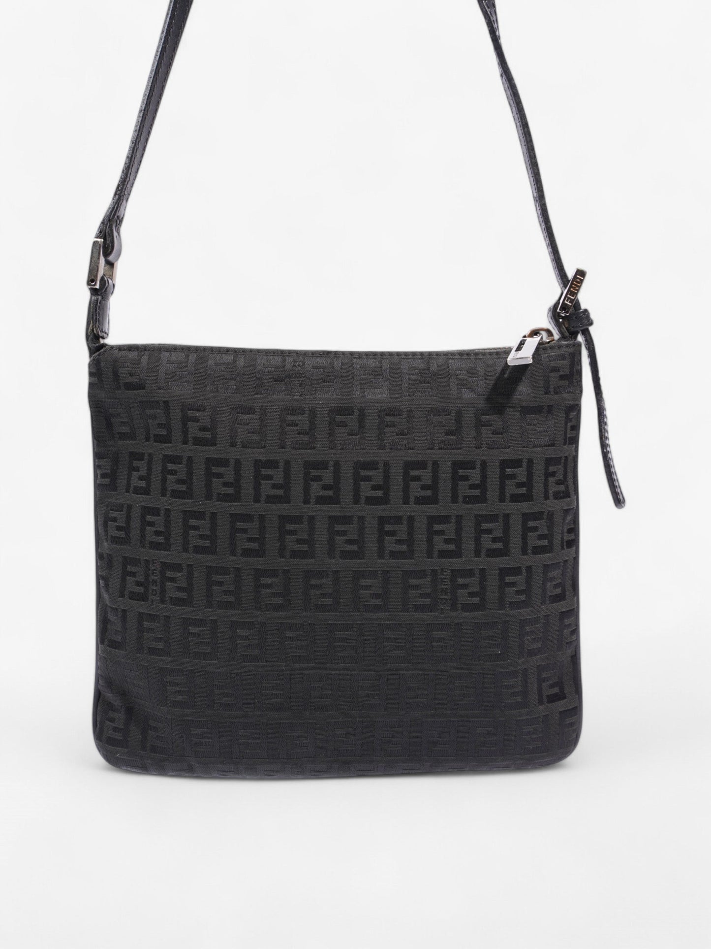 Fendi Zucca Shoulder Bag Black Canvas