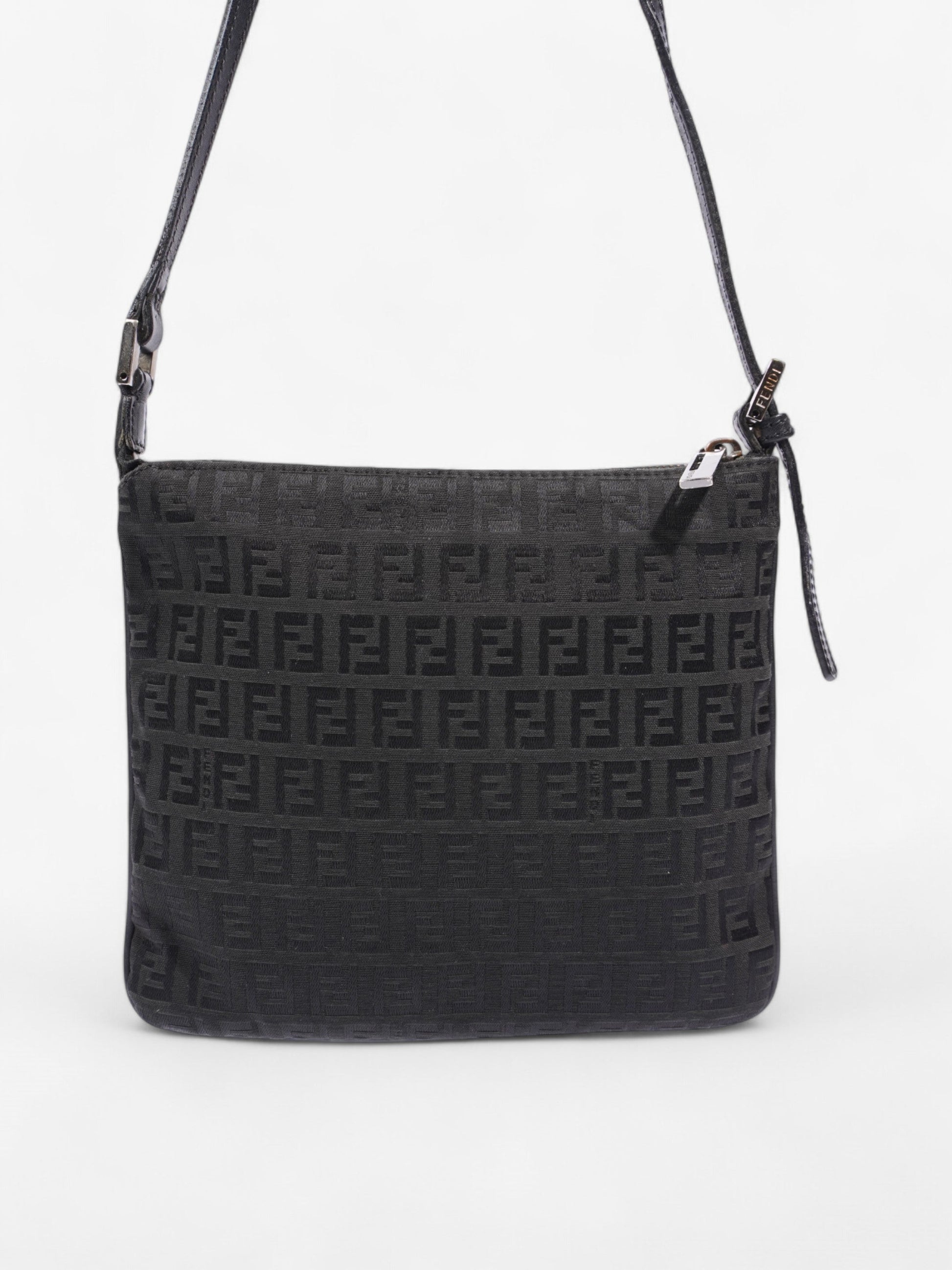 Fendi Zucca Shoulder Bag Black Canvas