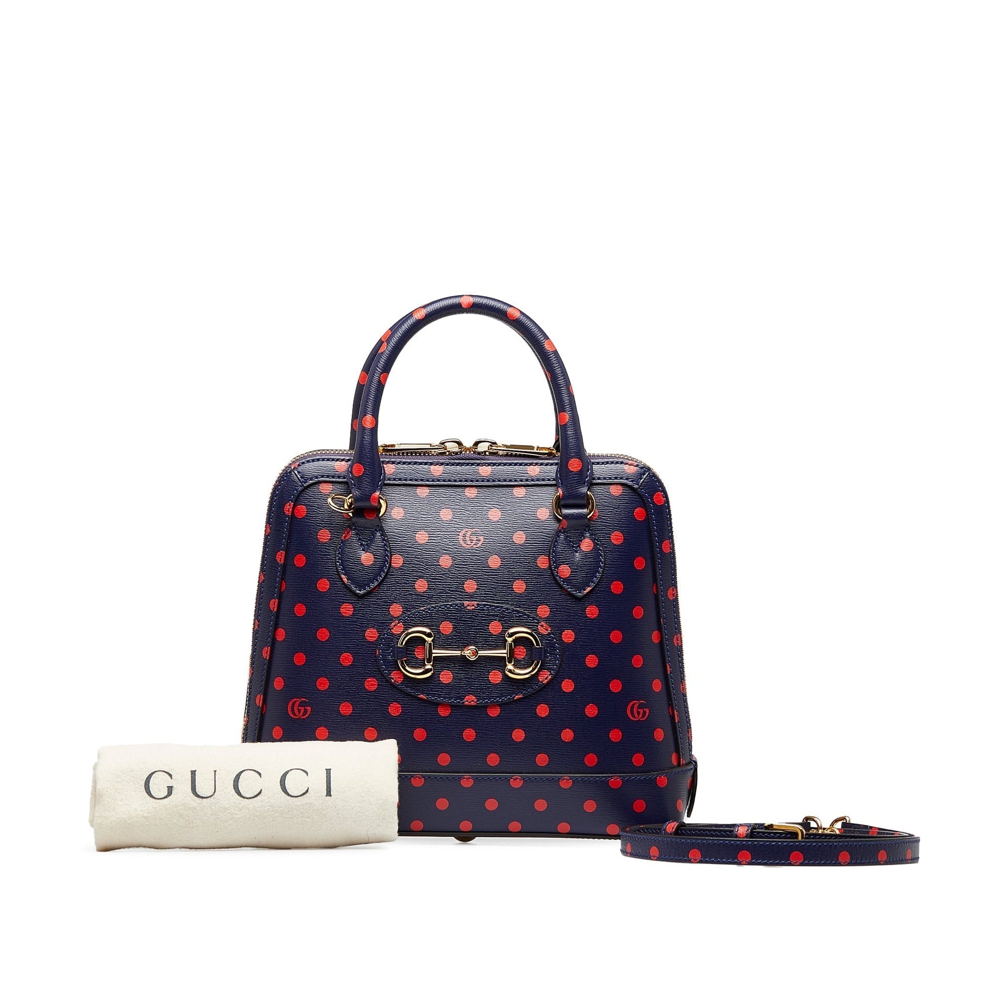 Gucci Horsebit Blue Leather Shoulder Bag