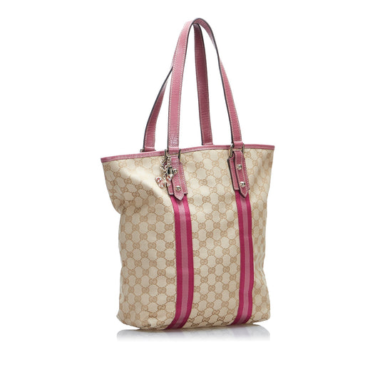 Gucci Brown Leather Canvas Tote Style 29