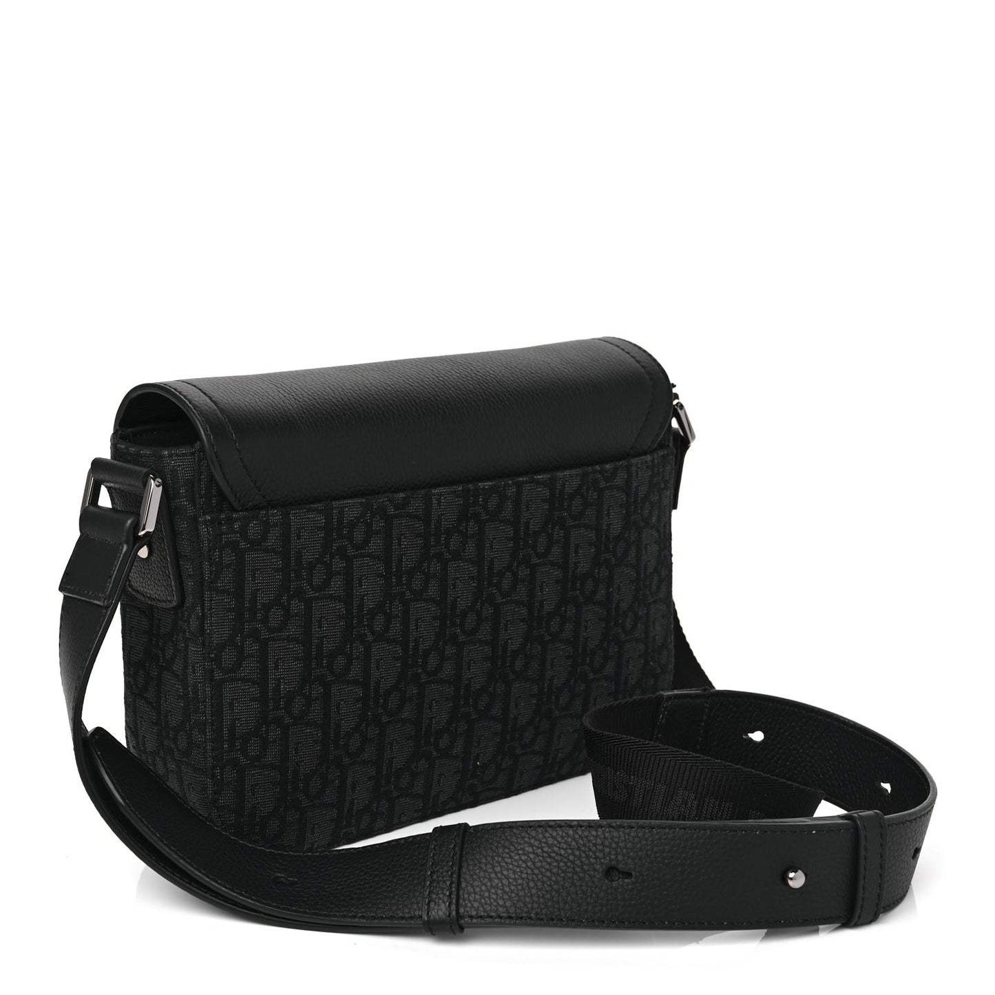 Christian Dior Oblique Jacquard Grained Calfskin Small Saddle Messenger Bag Black Oblique Monogram
