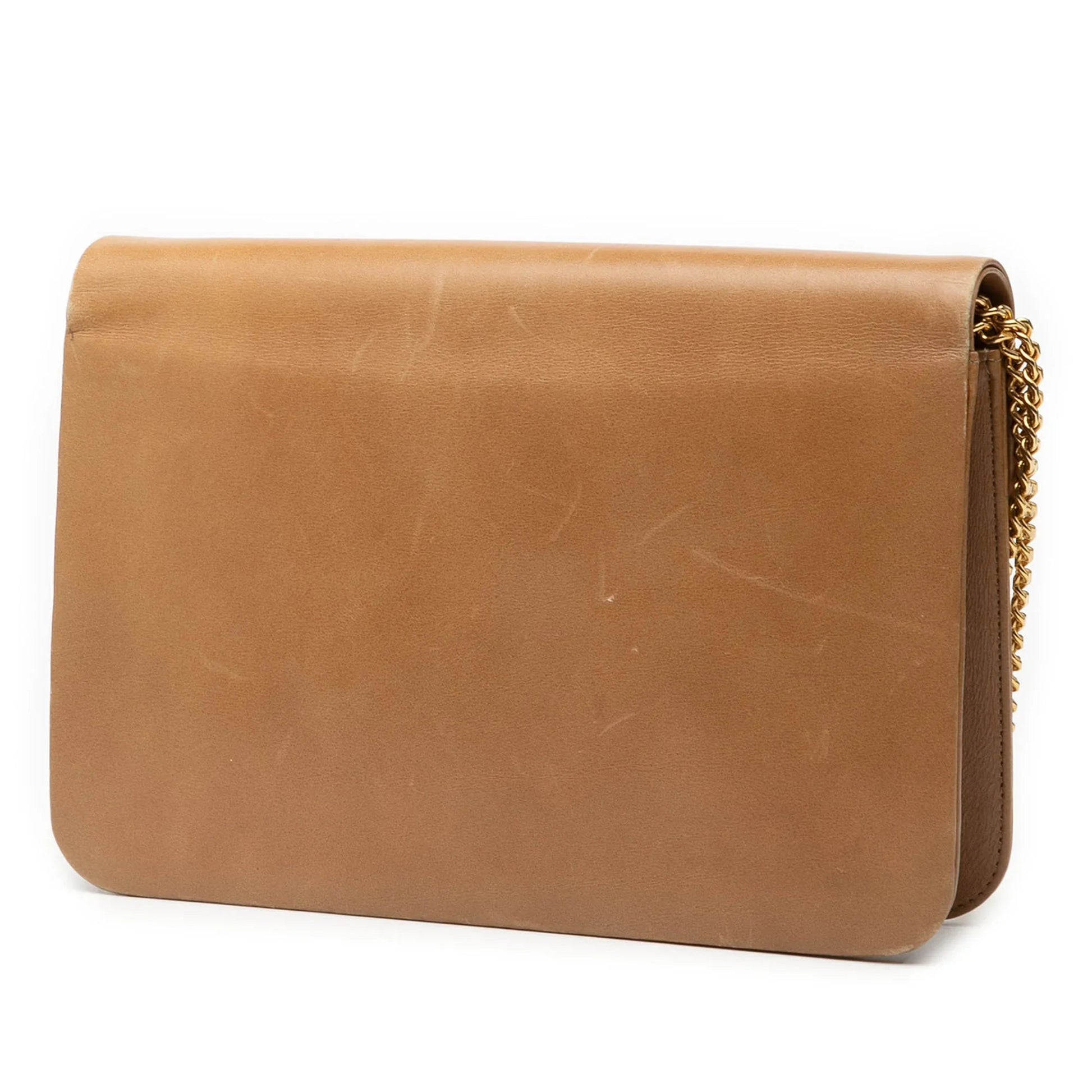 Brown Dior Leather Chain Shoulder Bag