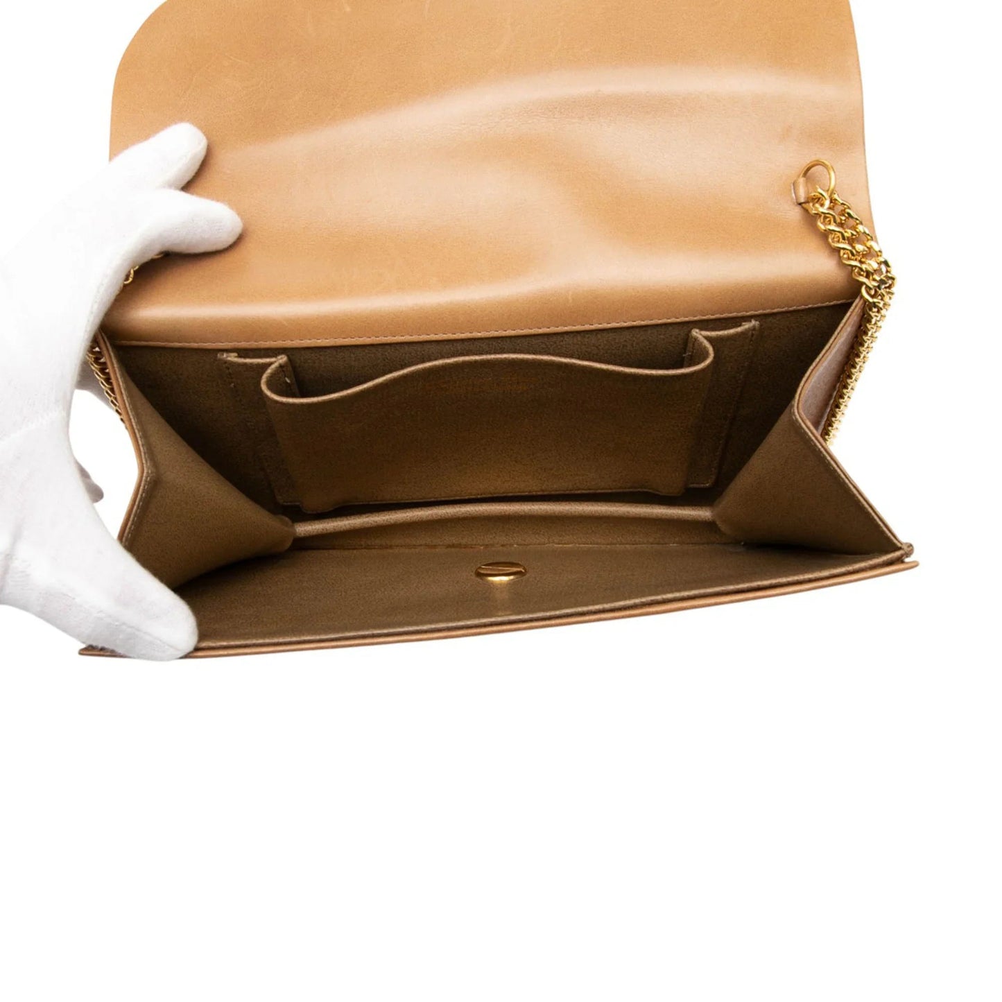 Brown Dior Leather Chain Shoulder Bag