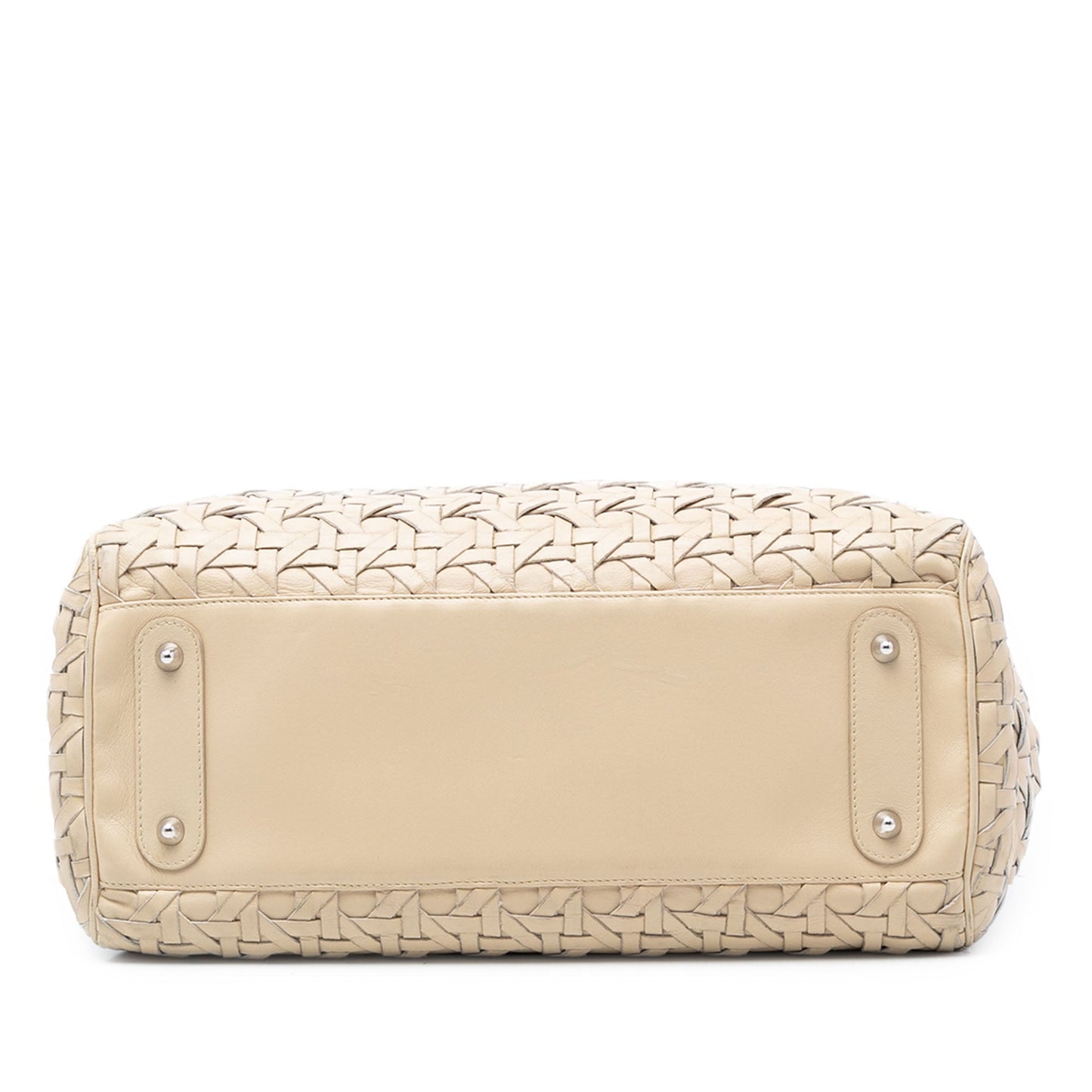 Beige Dior Woven Lambskin Lady Dior Avenue Tote Satchel