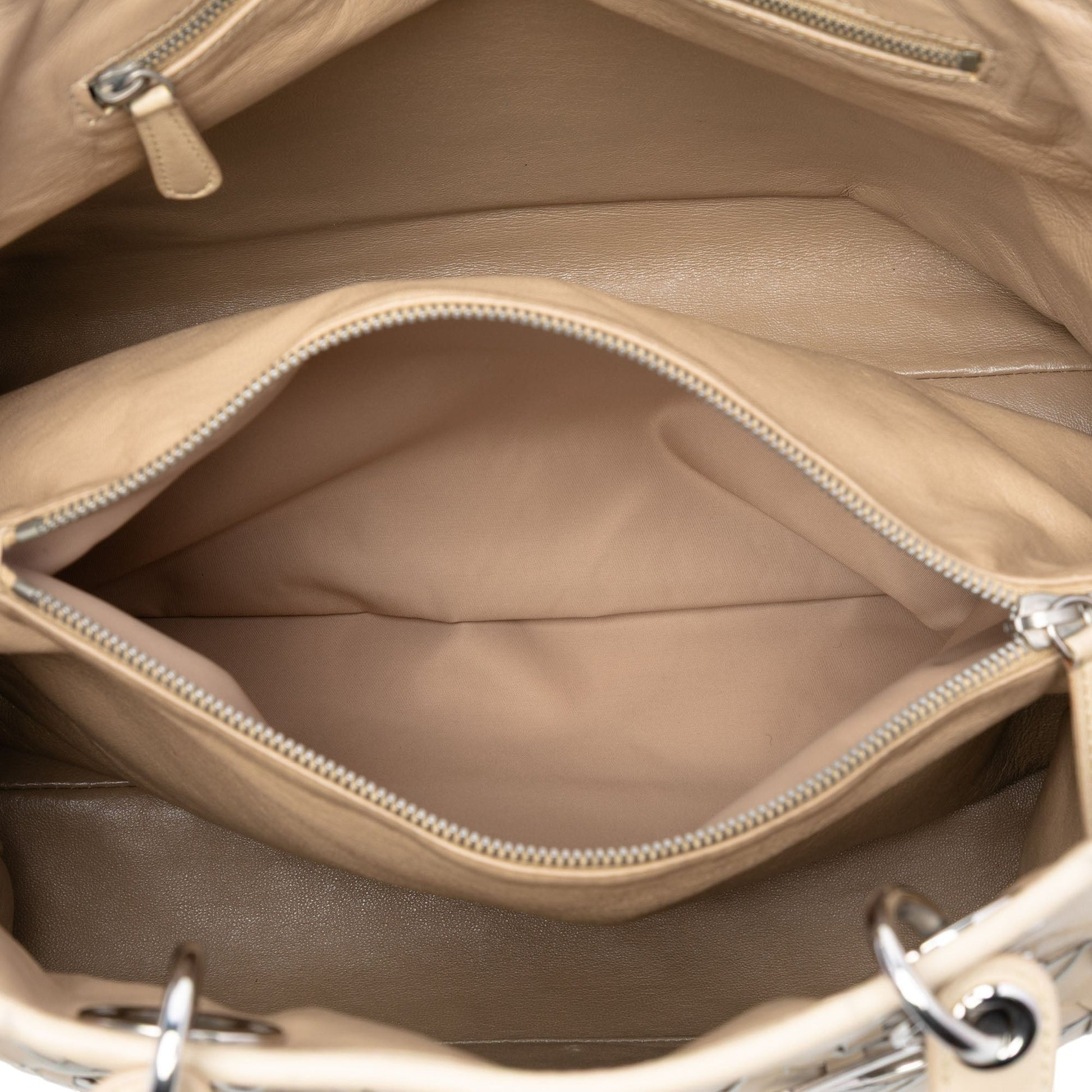 Beige Dior Woven Lambskin Lady Dior Avenue Tote Satchel