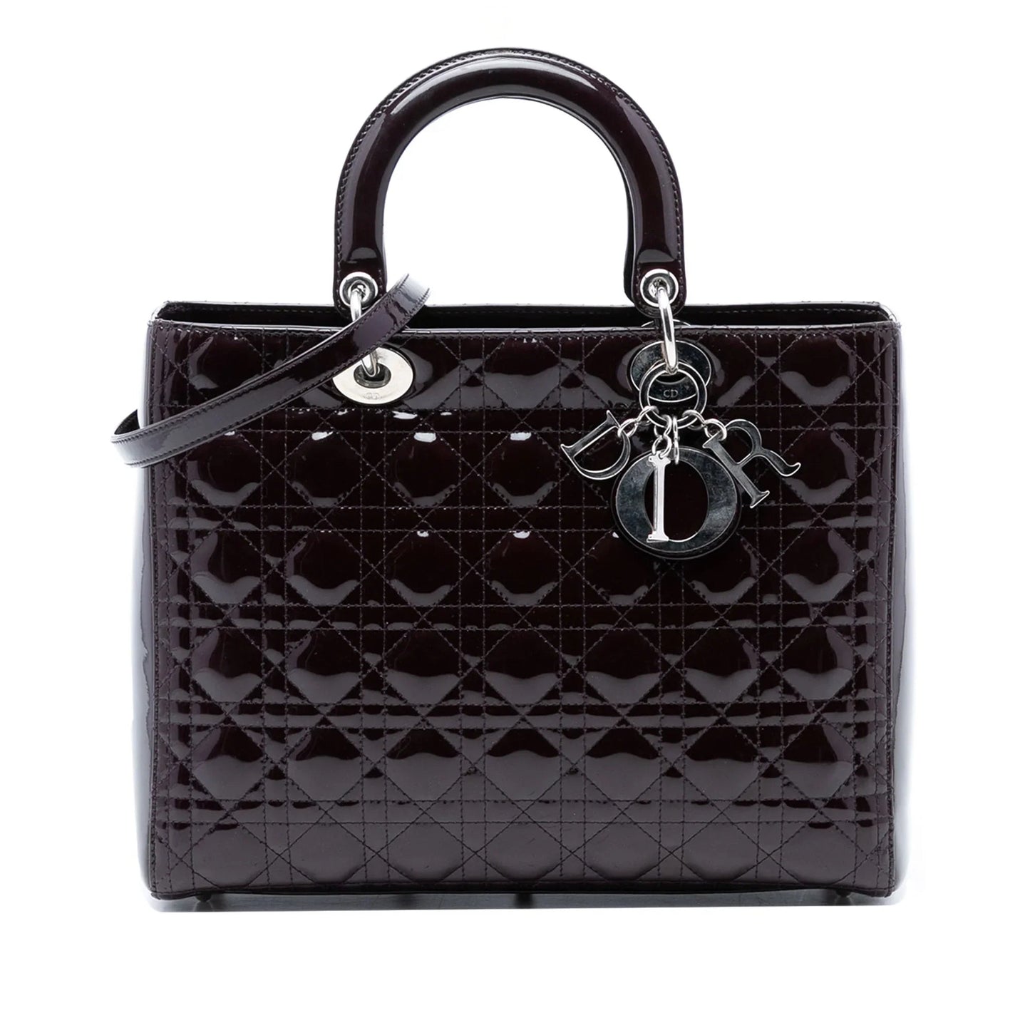 Purple Dior Large Patent Cannage Lady Dior Satchel