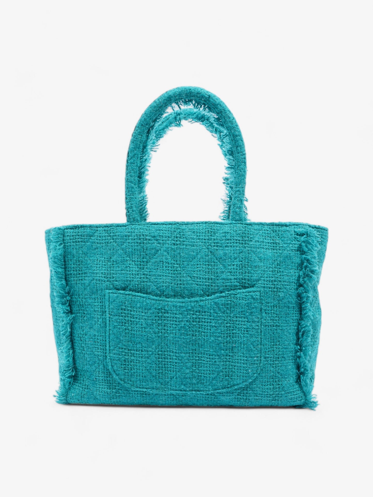 Chanel Shopper Tote Teal Green Tweed Medium