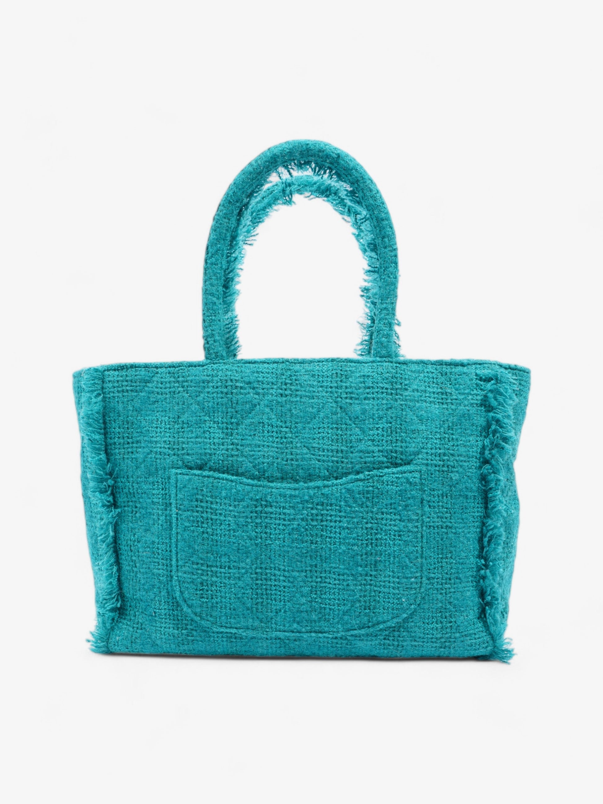 Chanel Shopper Tote Teal Green Tweed Medium