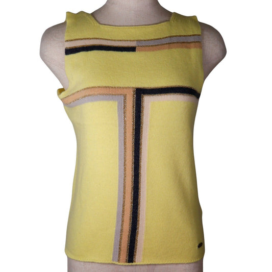 Chanel Sleeveless Knit Top Cashmere Rayon Polyester Classic Flap Tote