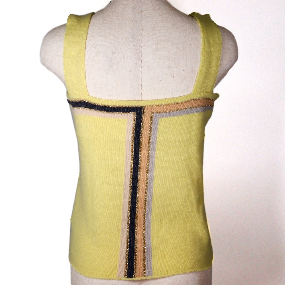 Chanel Sleeveless Knit Top Cashmere Rayon Polyester Classic Flap Tote